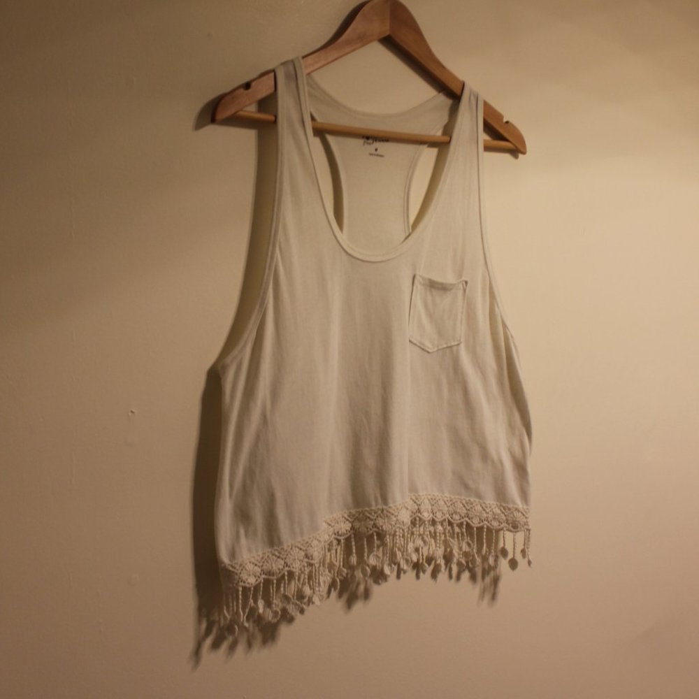 Arizona Jeans White Embroidered Tassels Tank Top - Picture 4 of 7